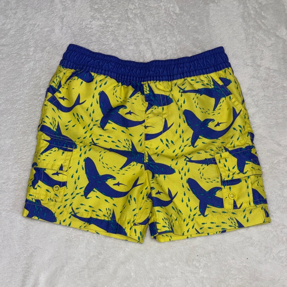 Cherokee Blue Shark Print Swim Trunks Yellow 18 months baby boy